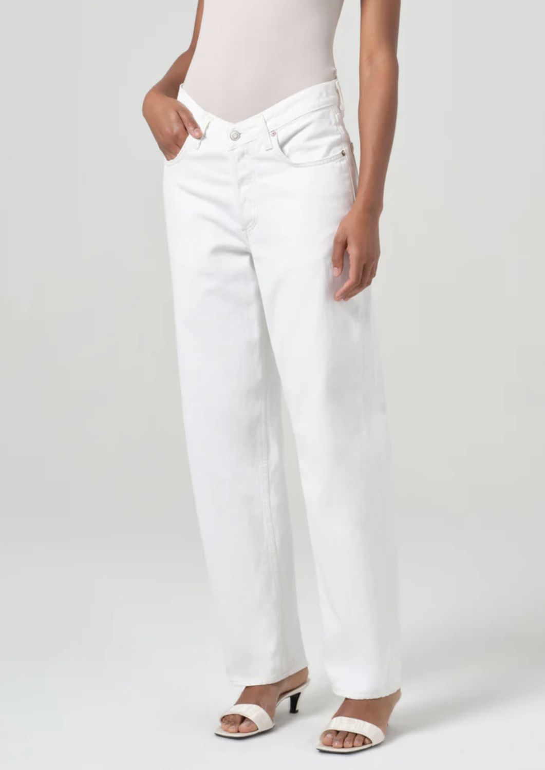 AGolde V-Waist Baggy Jean in Milkshake