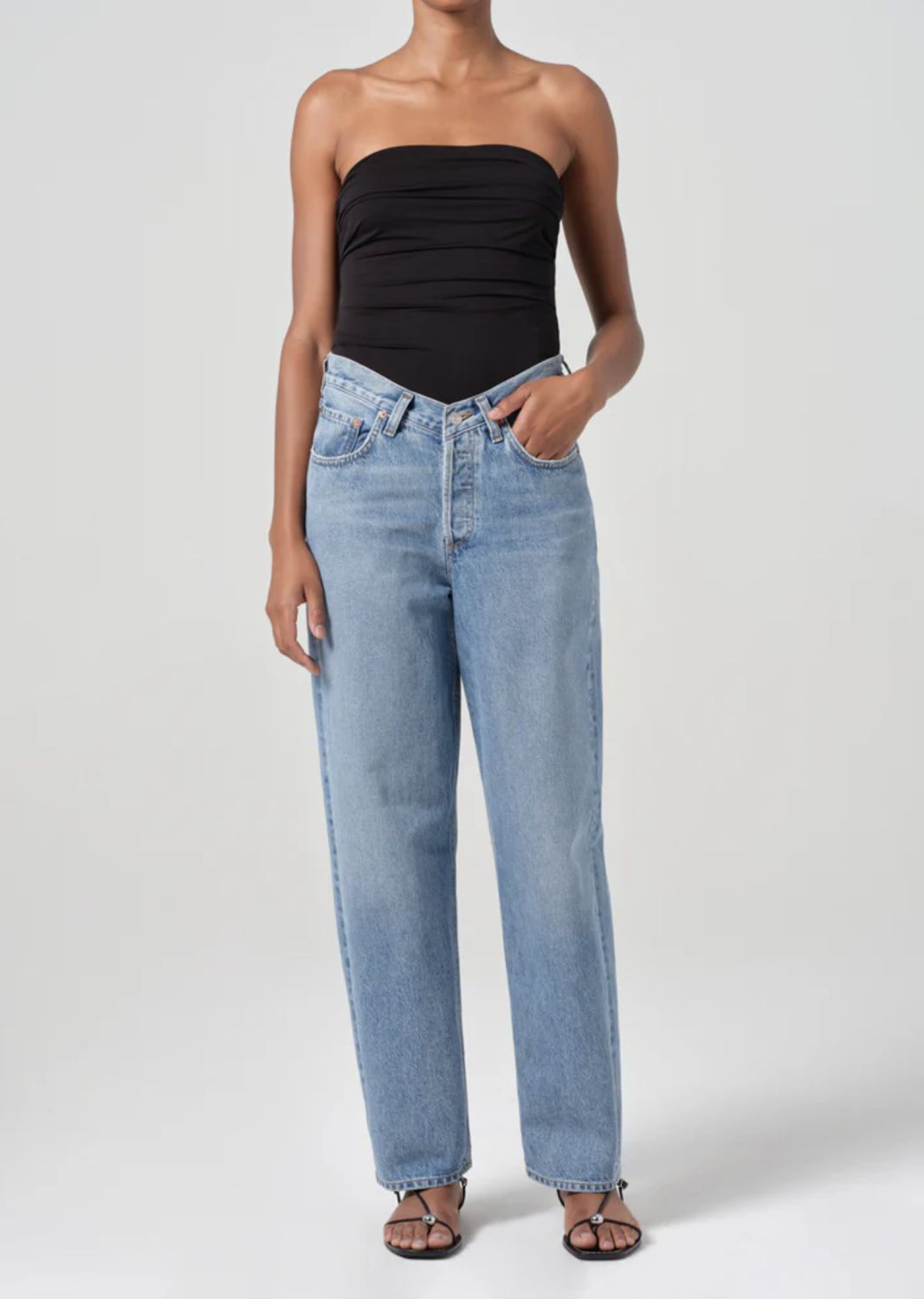AGolde V-Waist Baggy Jean in Fairway