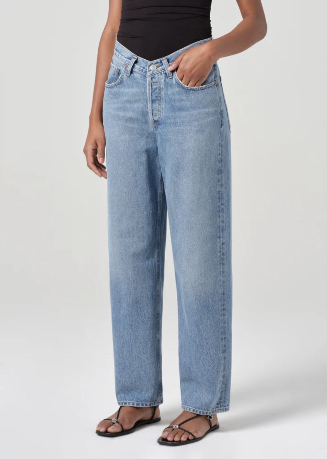 AGolde V-Waist Baggy Jean in Fairway