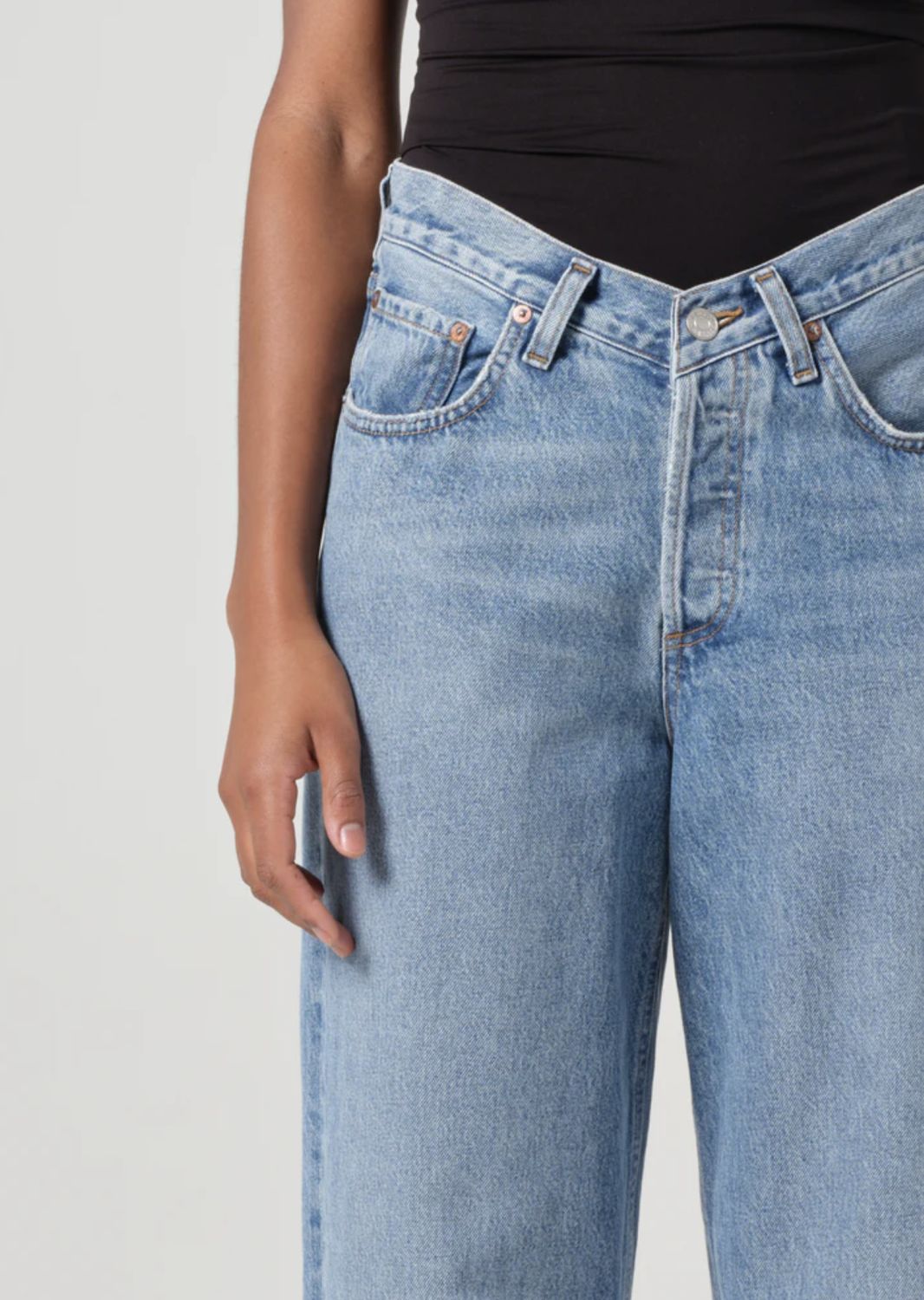 AGolde V-Waist Baggy Jean in Fairway