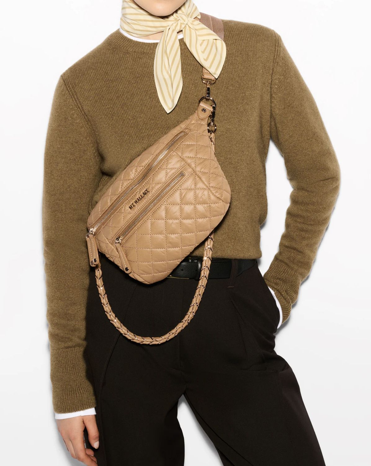 MZ Wallace Small Crosby Crossbody Sling in Caramel