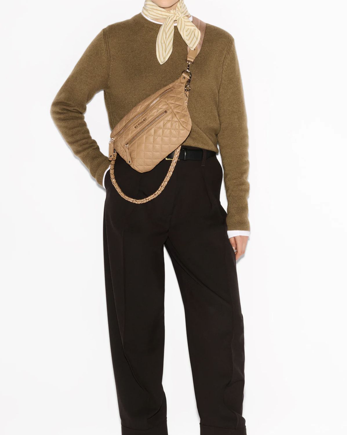 MZ Wallace Small Crosby Crossbody Sling in Caramel
