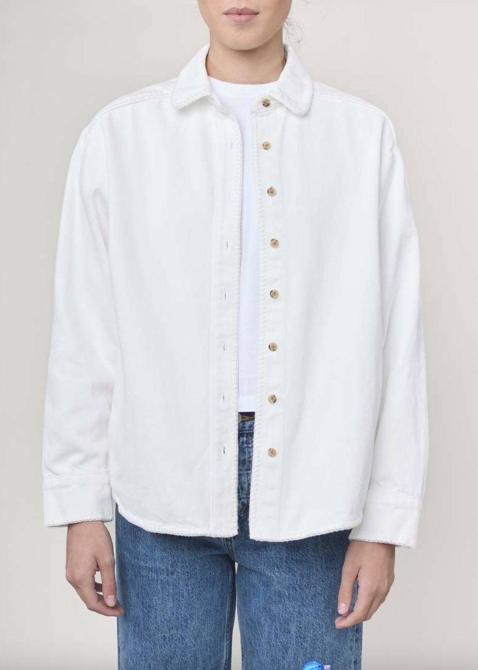 Still Here Denim Western Shirt, Color: Milk, Size: XS