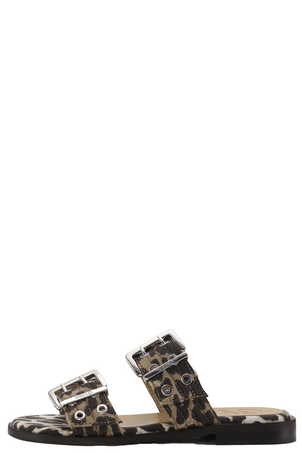 GANNI Leopard Two Strap Buckle Sandal