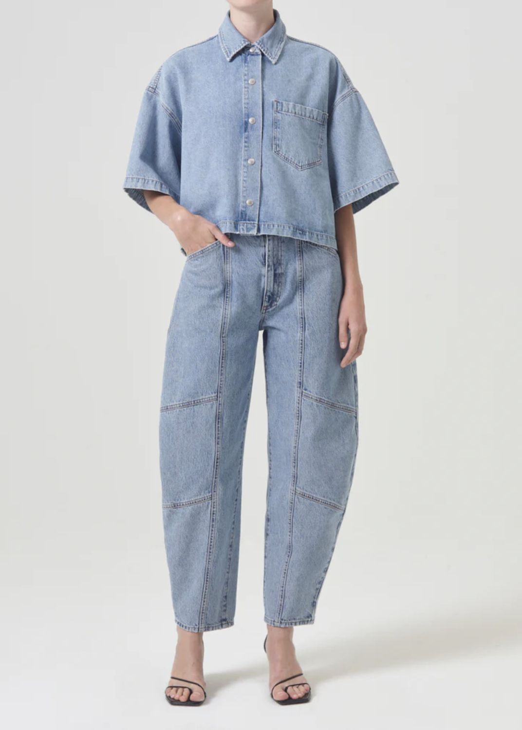 AGolde Rona Boxy Cropped Denim Top
