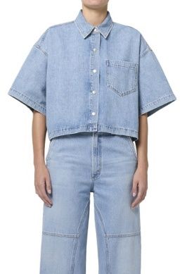 AGolde Rona Boxy Cropped Denim Top