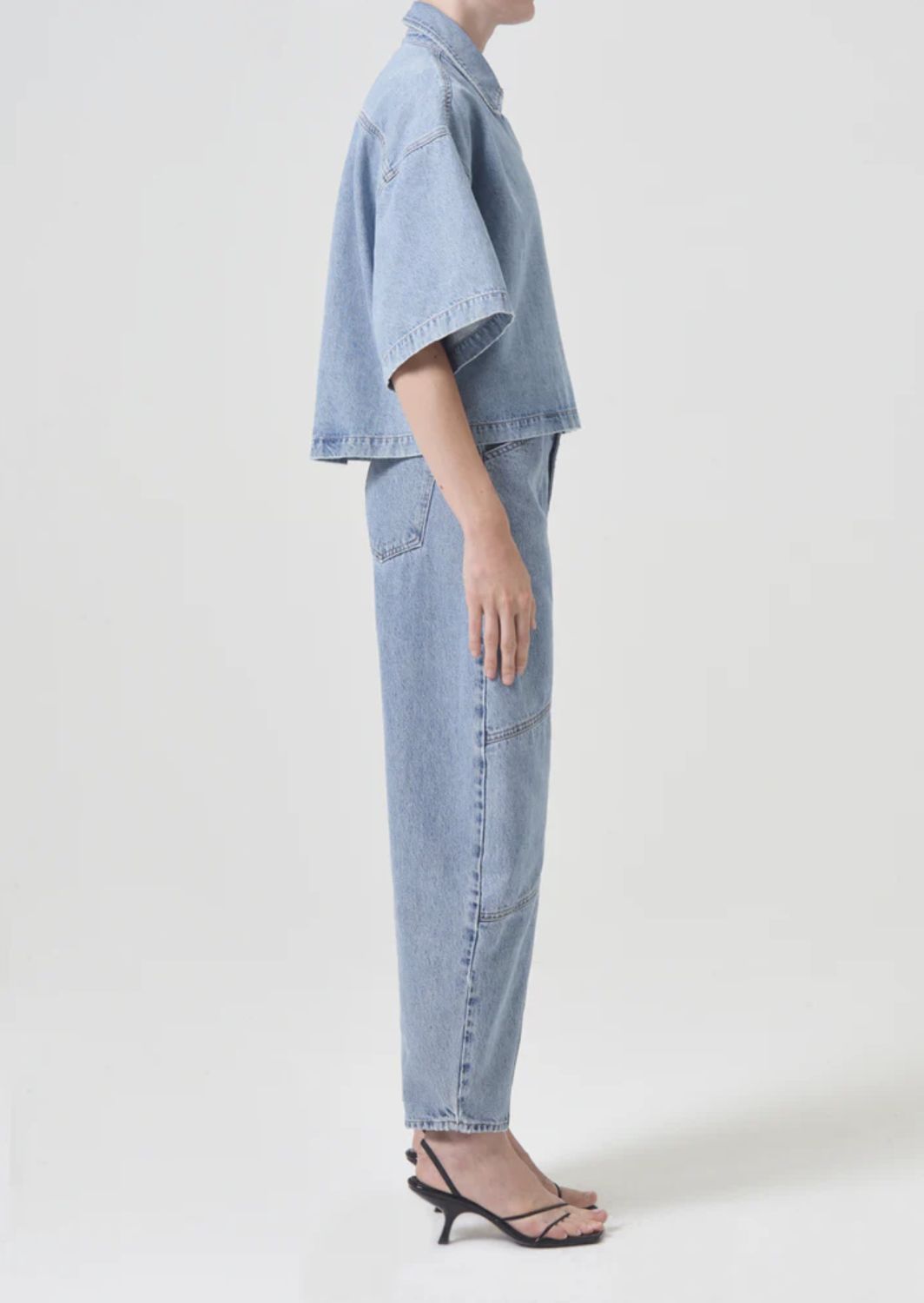 AGolde Rona Boxy Cropped Denim Top