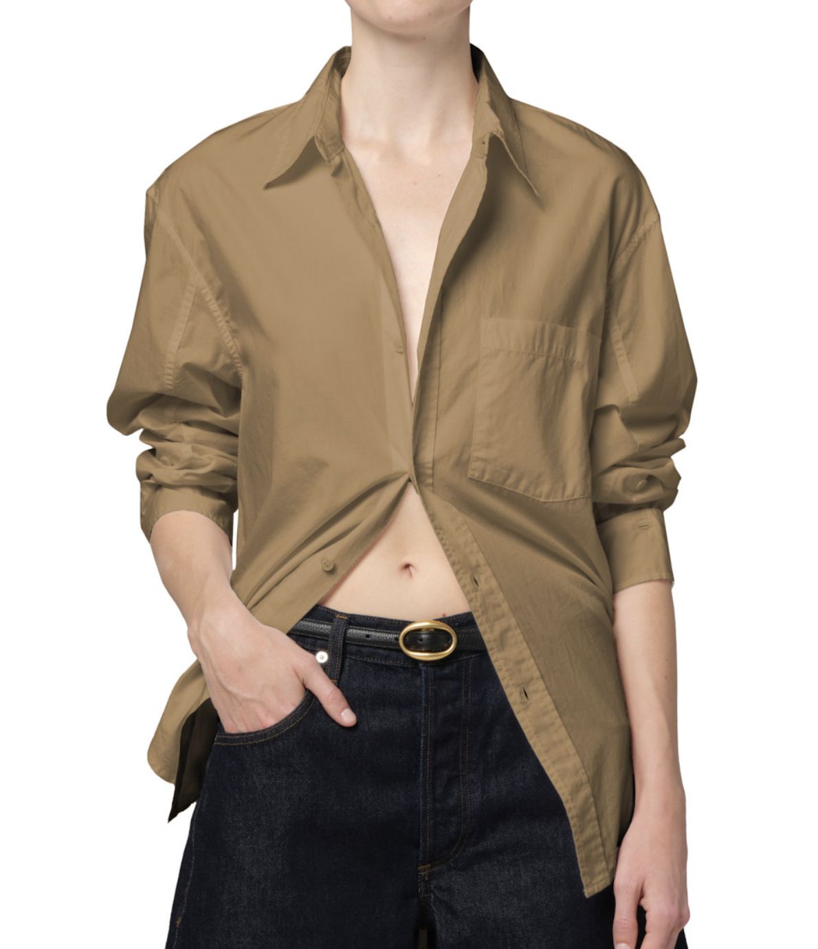 Citizens of Humanity Kayla Shirt in Khaki, Color: Khaki, Size: XS