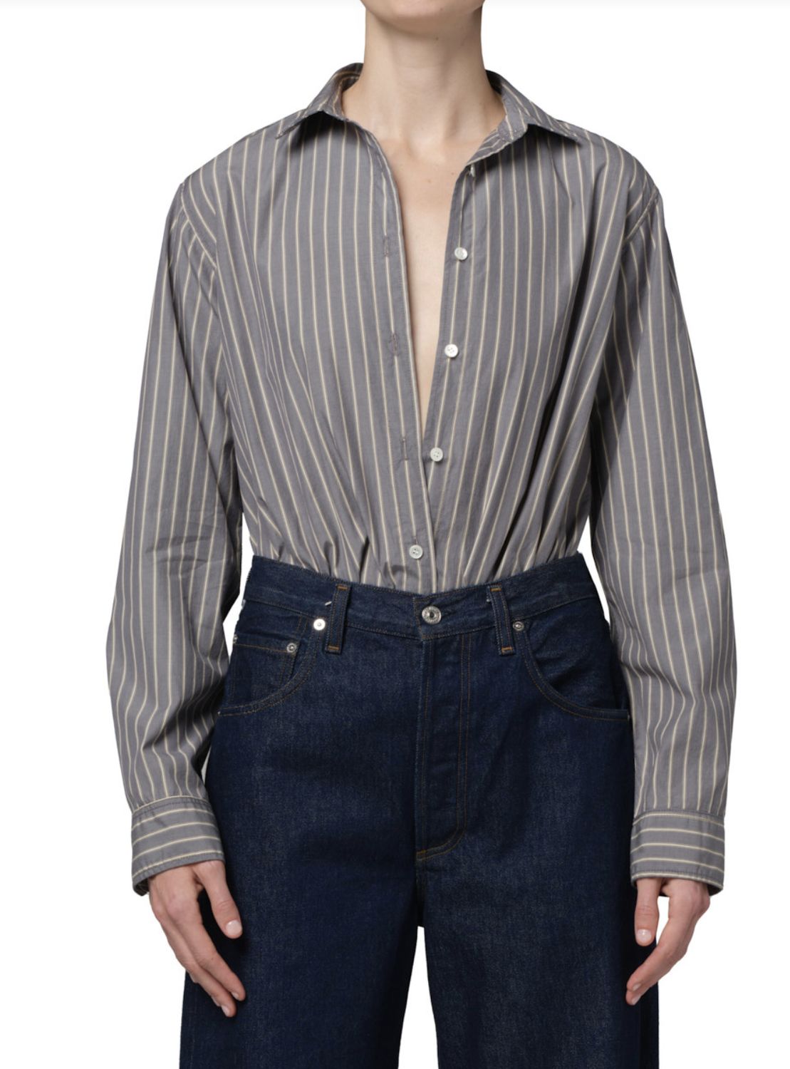 Citizens of Humanity Avni Slim Shirt, Color: CLEO STRIPE, Size: XS