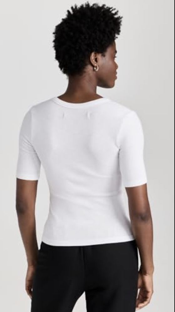 Enza Costa Textured Rib Half Sleeve Tee