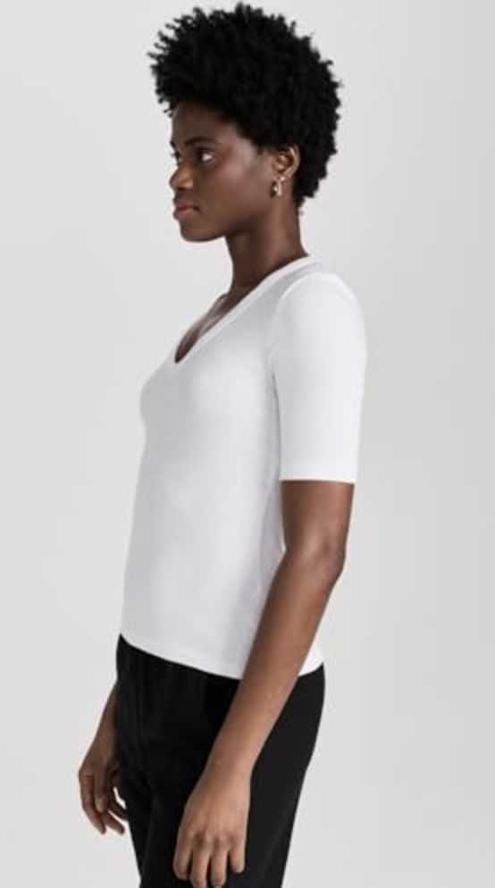 Enza Costa Textured Rib Half Sleeve Tee