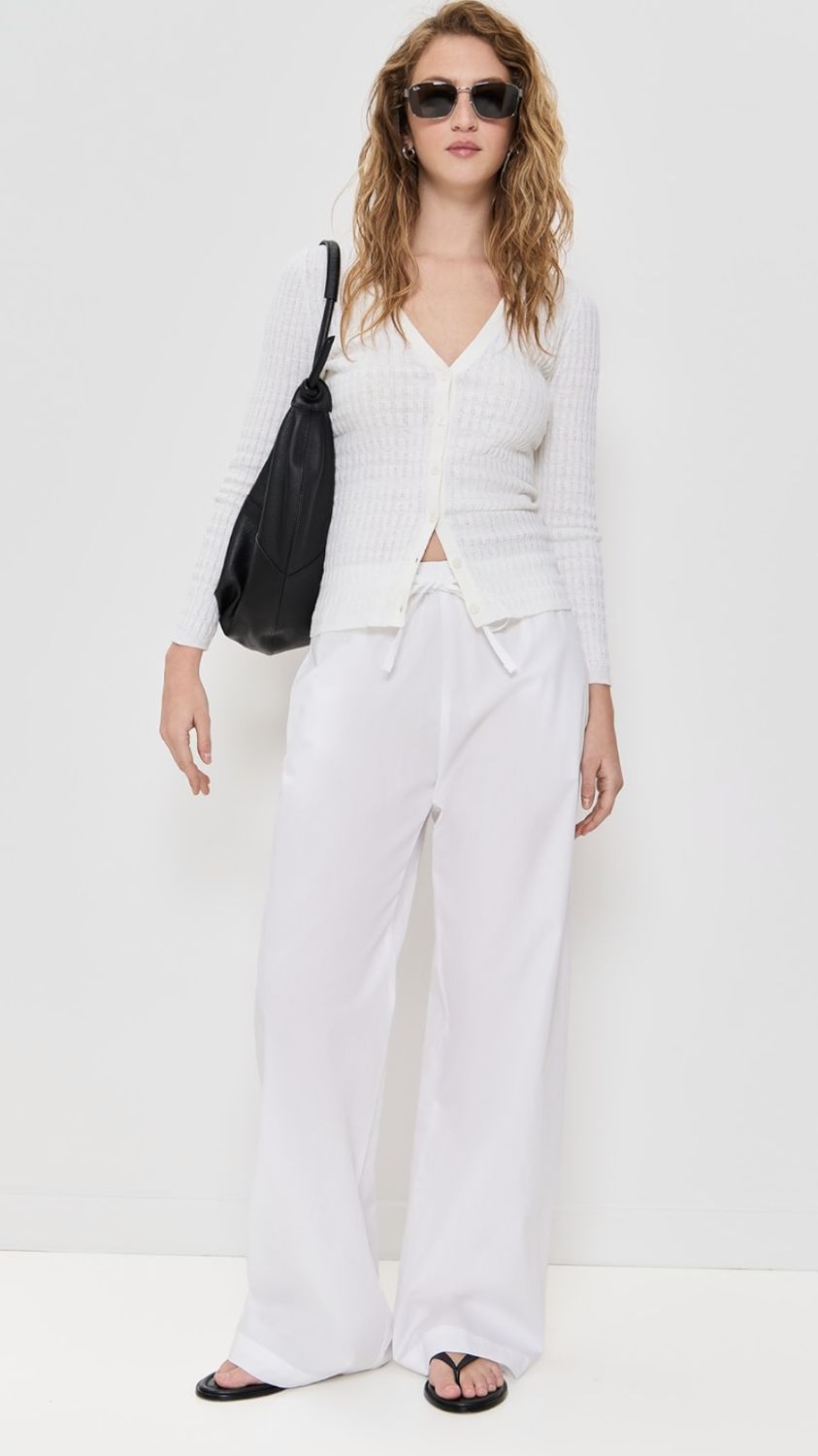 Enza Costa Linen V-Neck Sweater