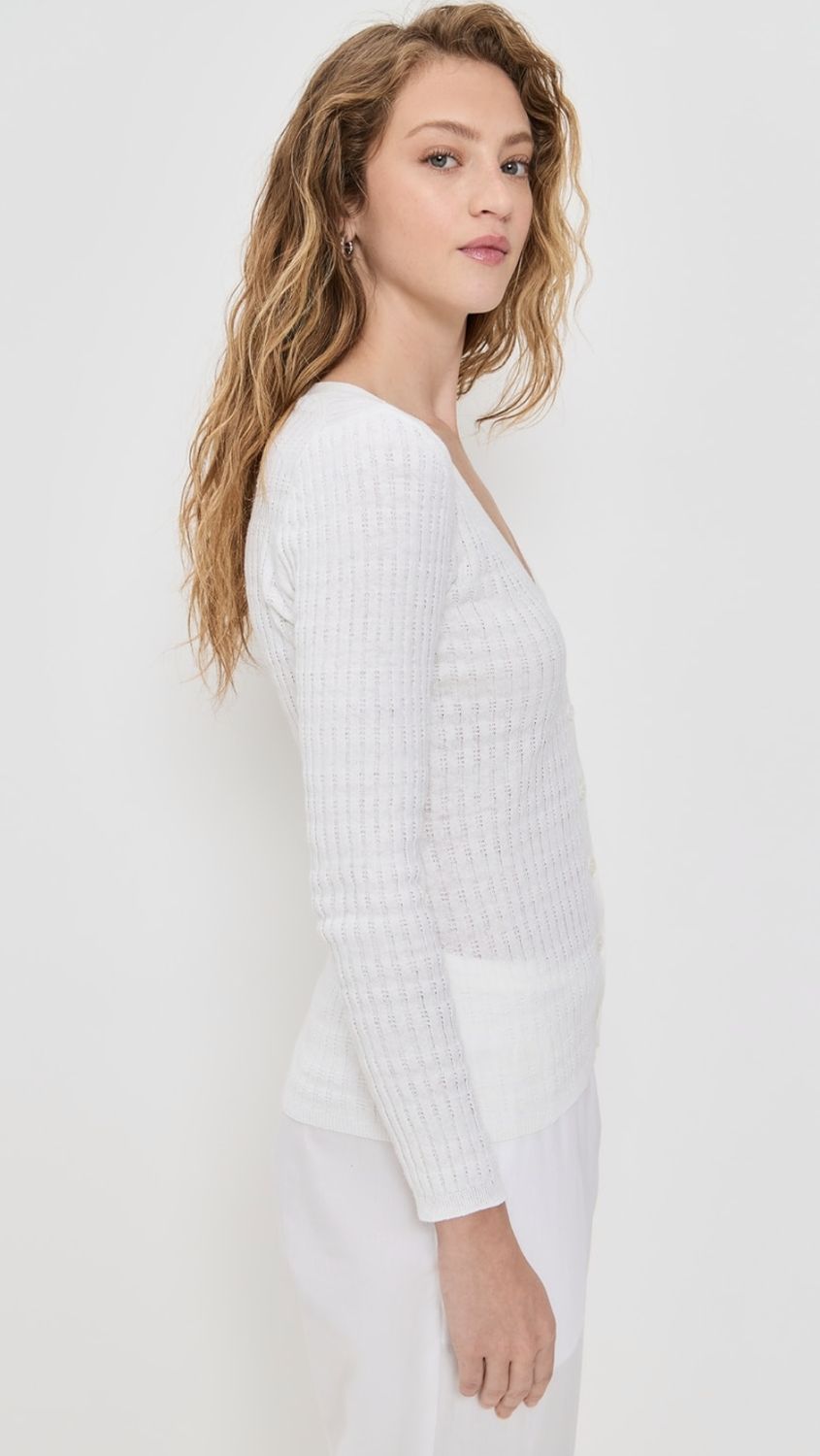 Enza Costa Linen V-Neck Sweater
