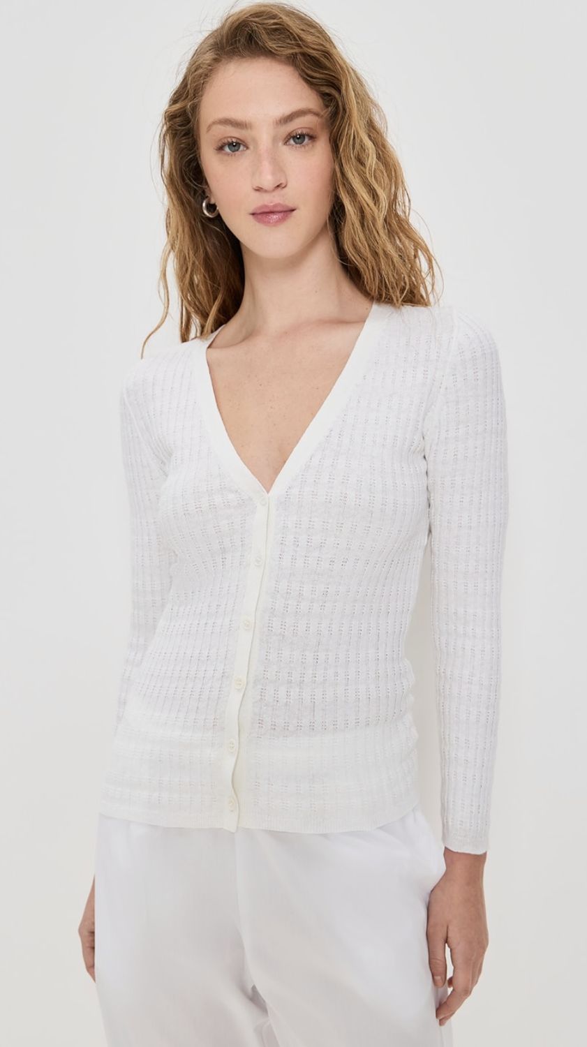 Enza Costa Linen V-Neck Sweater