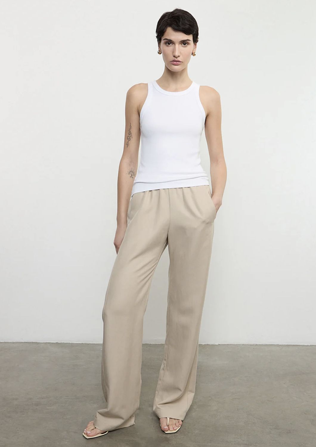 Enza Costa Supima Bold Tank, Color: White, Size: XS