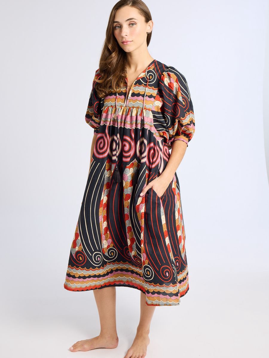 Mille Saffron Dress in Maar Tribal Print