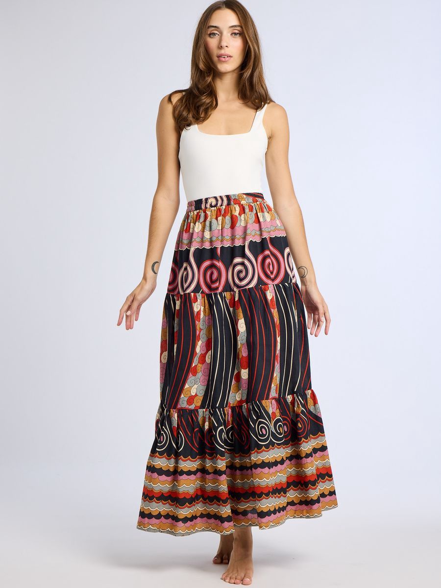 Mille Paola Skirt in Maar Tribal Print