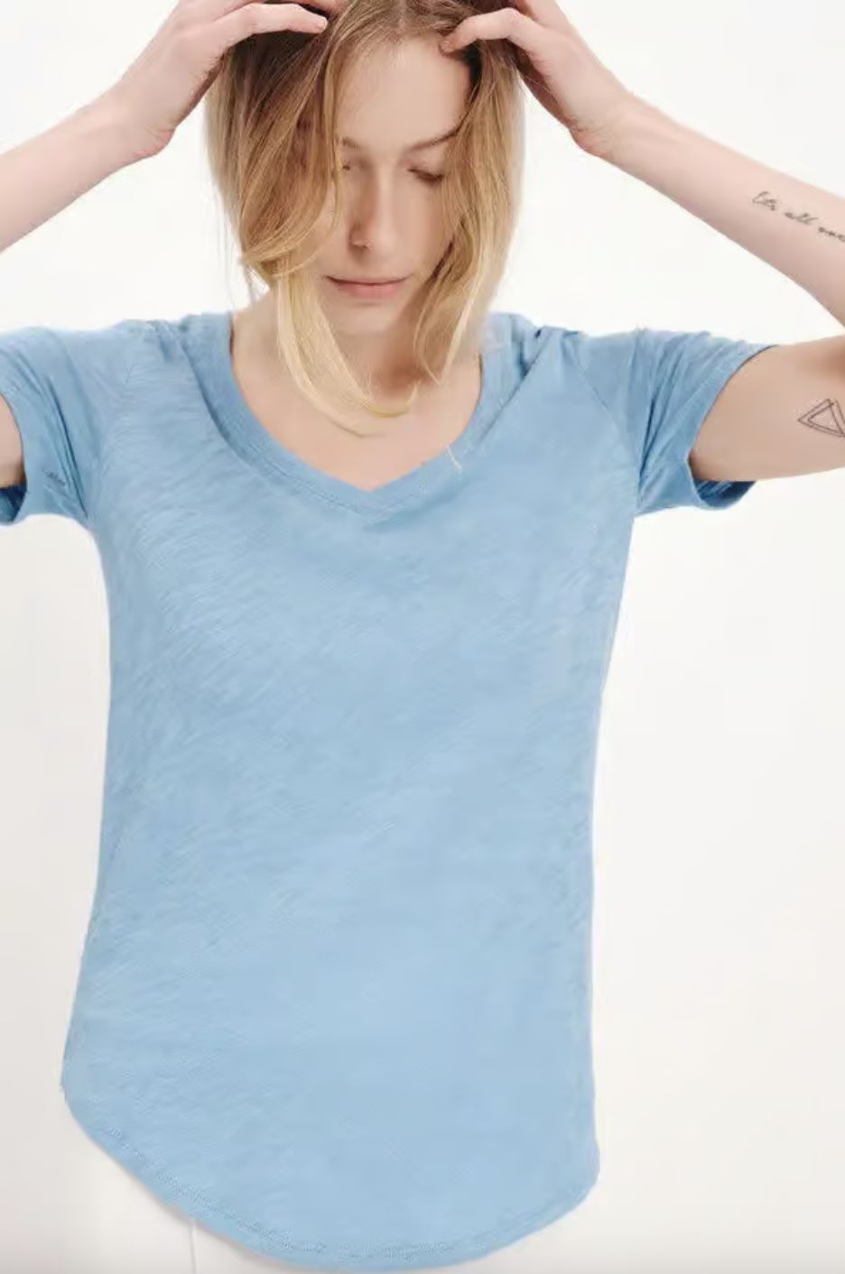 ATM Slub Schoolboy Short Sleeve V-Neck Tee