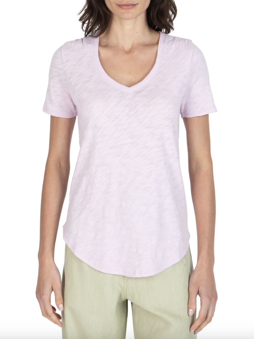ATM Slub Schoolboy Short Sleeve V-Neck Tee