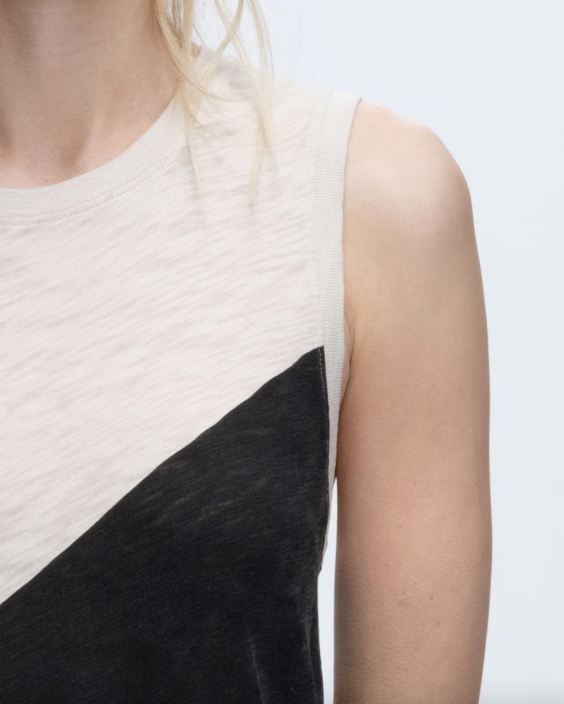 ATM Slub Jersey Sleeveless Color Block Dress
