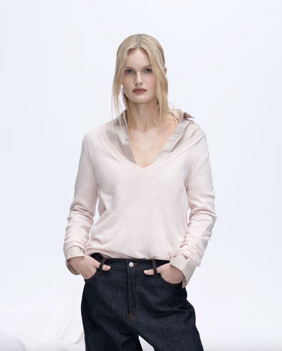 ATM Cotton Cashmere V-Neck Sweater