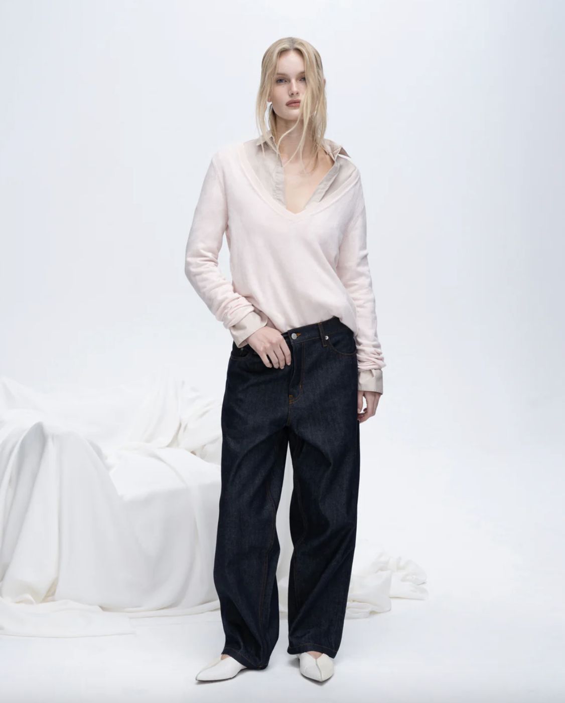 ATM Cotton Cashmere V-Neck Sweater