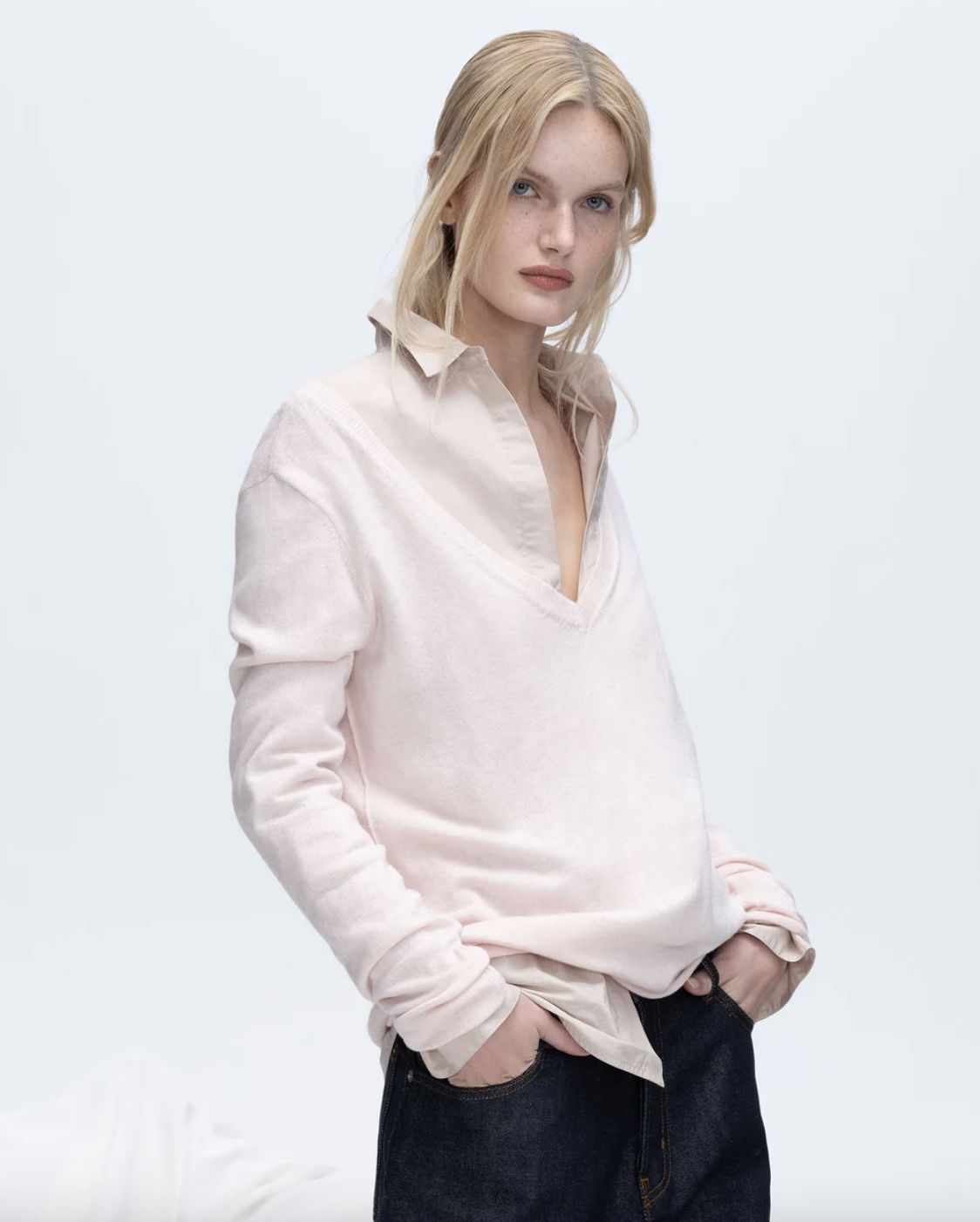 ATM Cotton Cashmere V-Neck Sweater