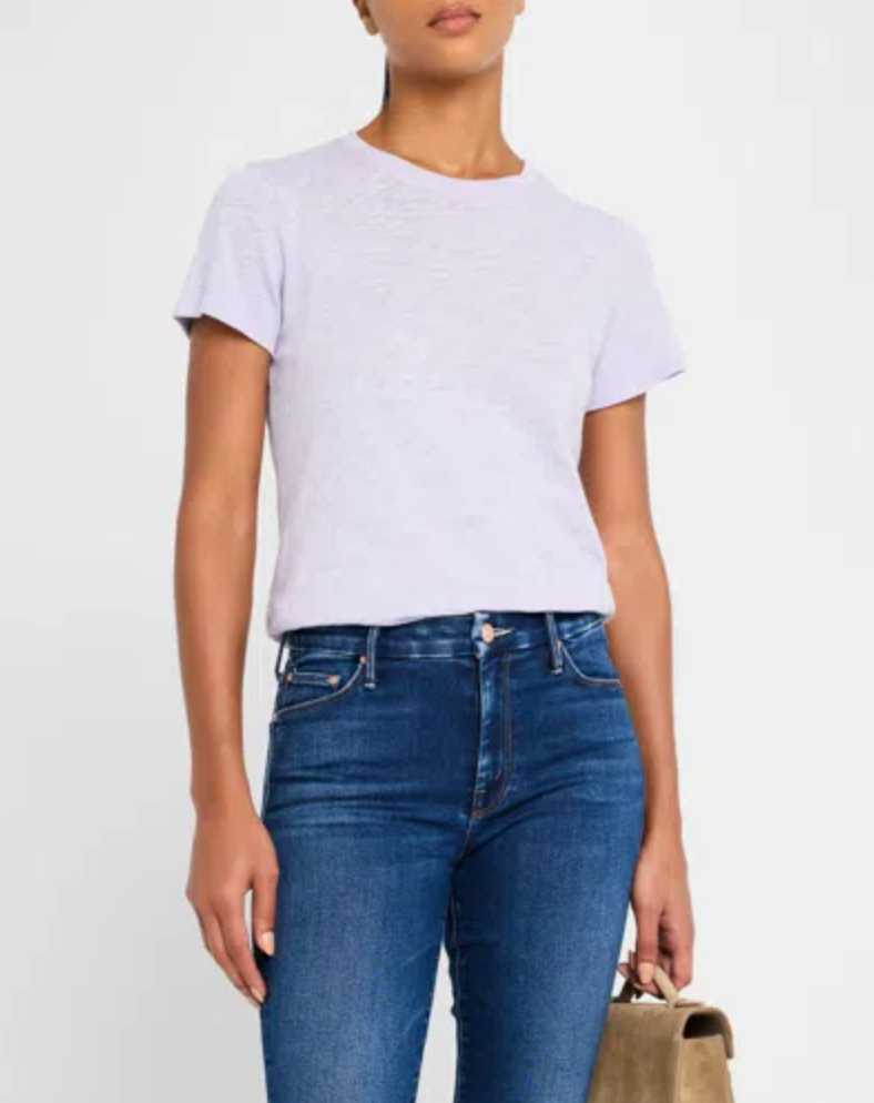 ATM Slub Schoolboy Short Sleeve V-Neck Tee in Skyflower