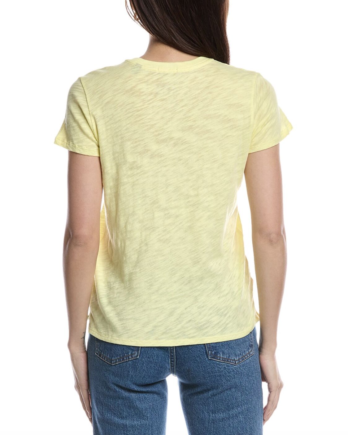 ATM Slub Schoolboy Short Sleeve V-Neck Tee in Lemon Chiffon