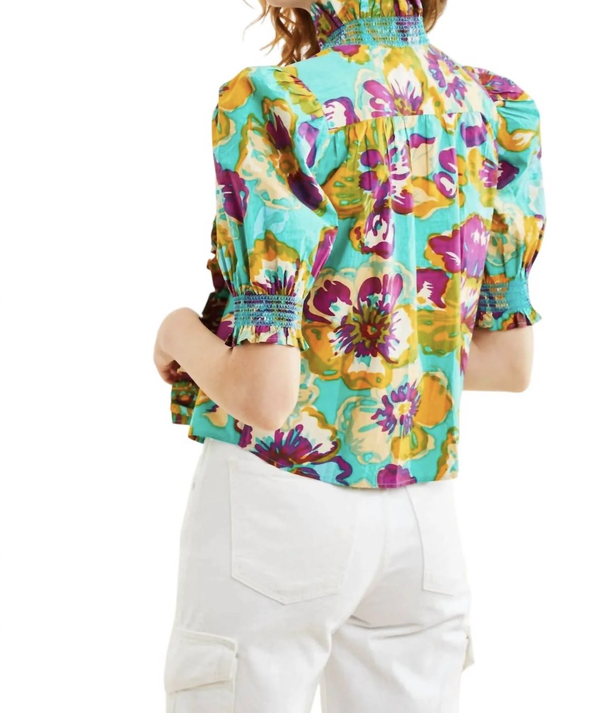 Love the Label Zuri Top in Electric Garden Acqua