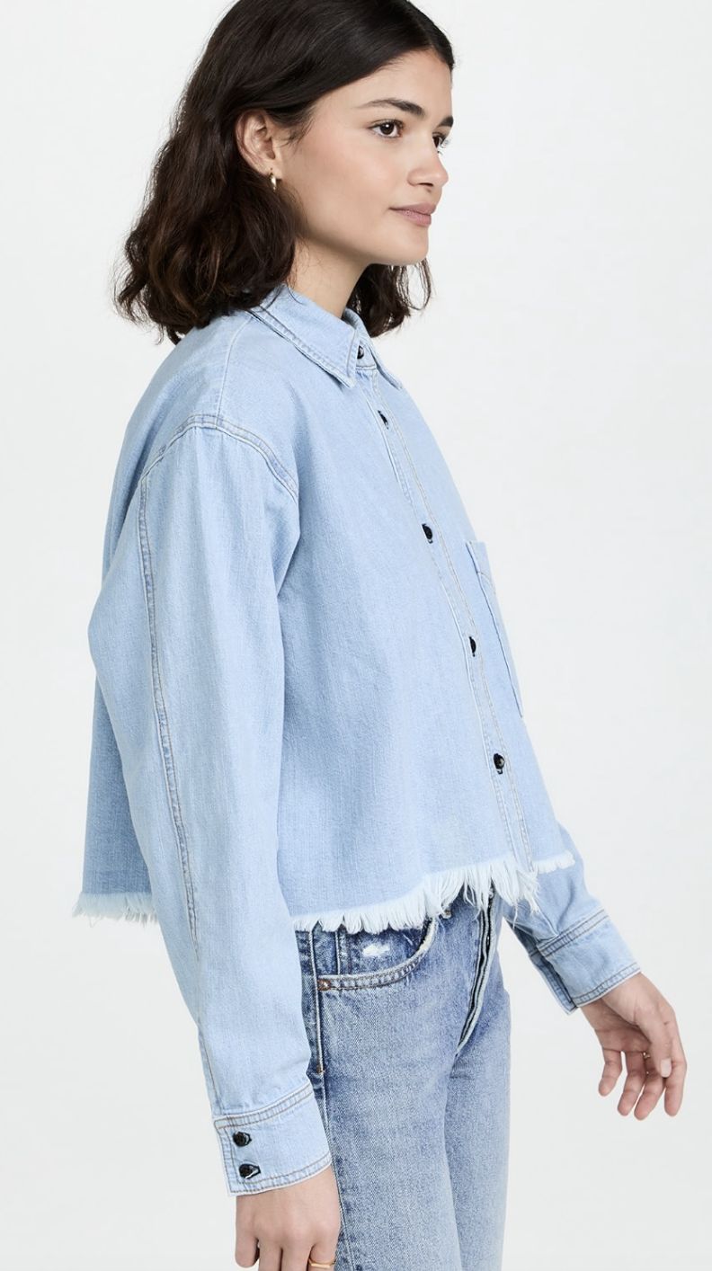 ASKK NY Cropped Denim Shirt in Vintage Wash