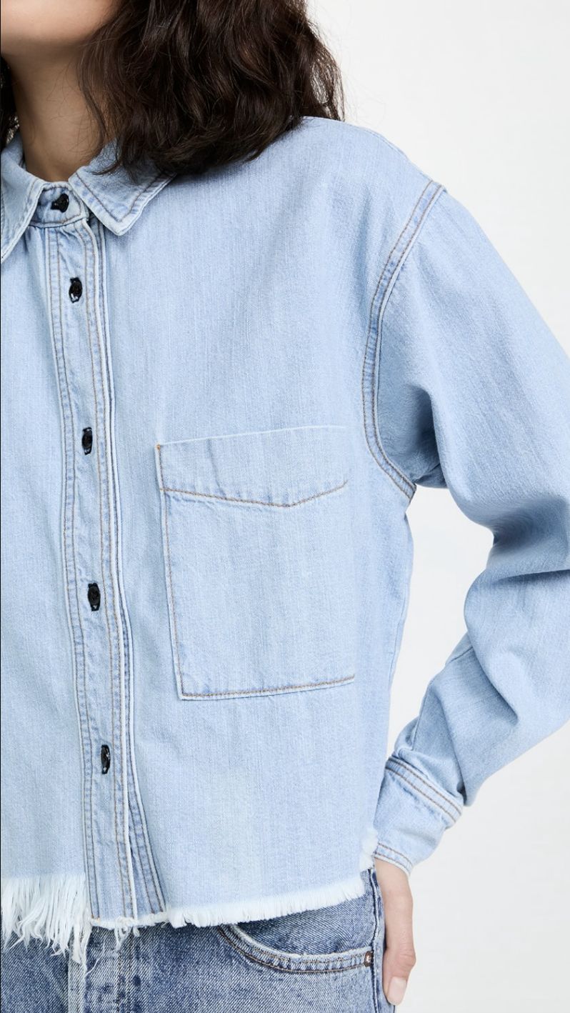 ASKK NY Cropped Denim Shirt in Vintage Wash