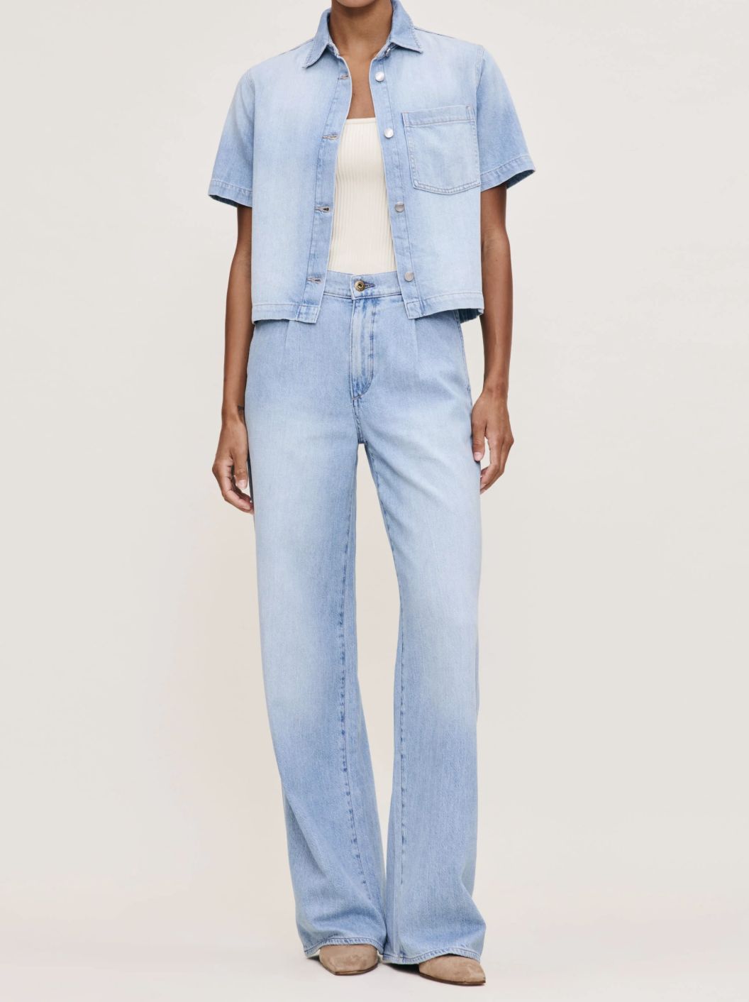 DL1961 Isabel Wide Leg Mid Rise Jean in Beachfront