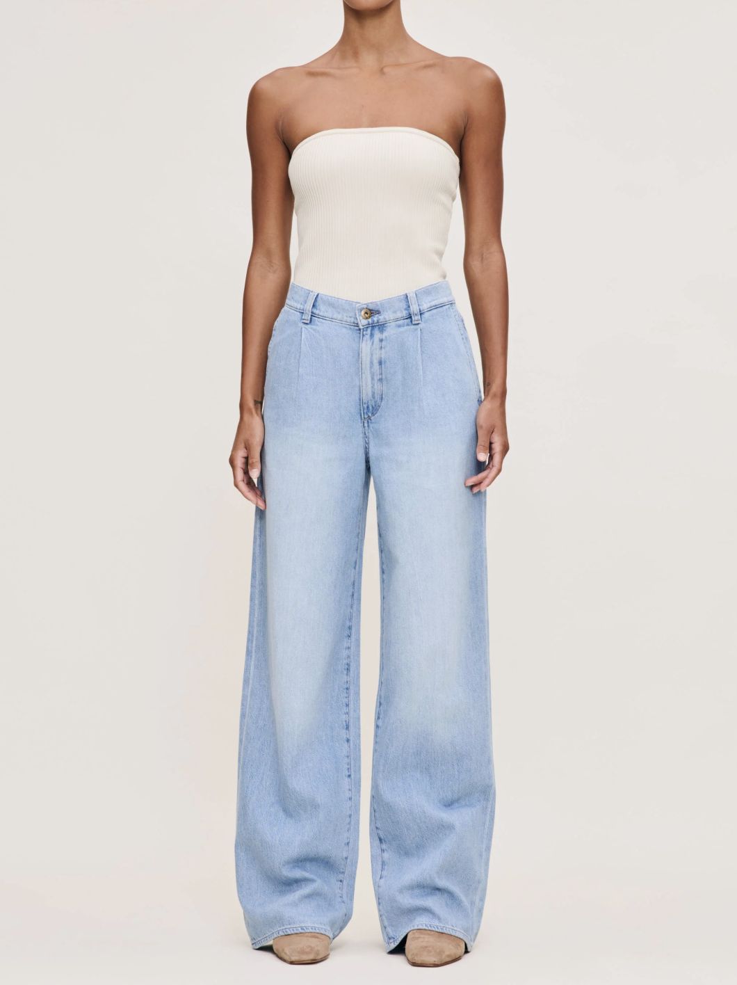 DL1961 Isabel Wide Leg Mid Rise Jean in Beachfront