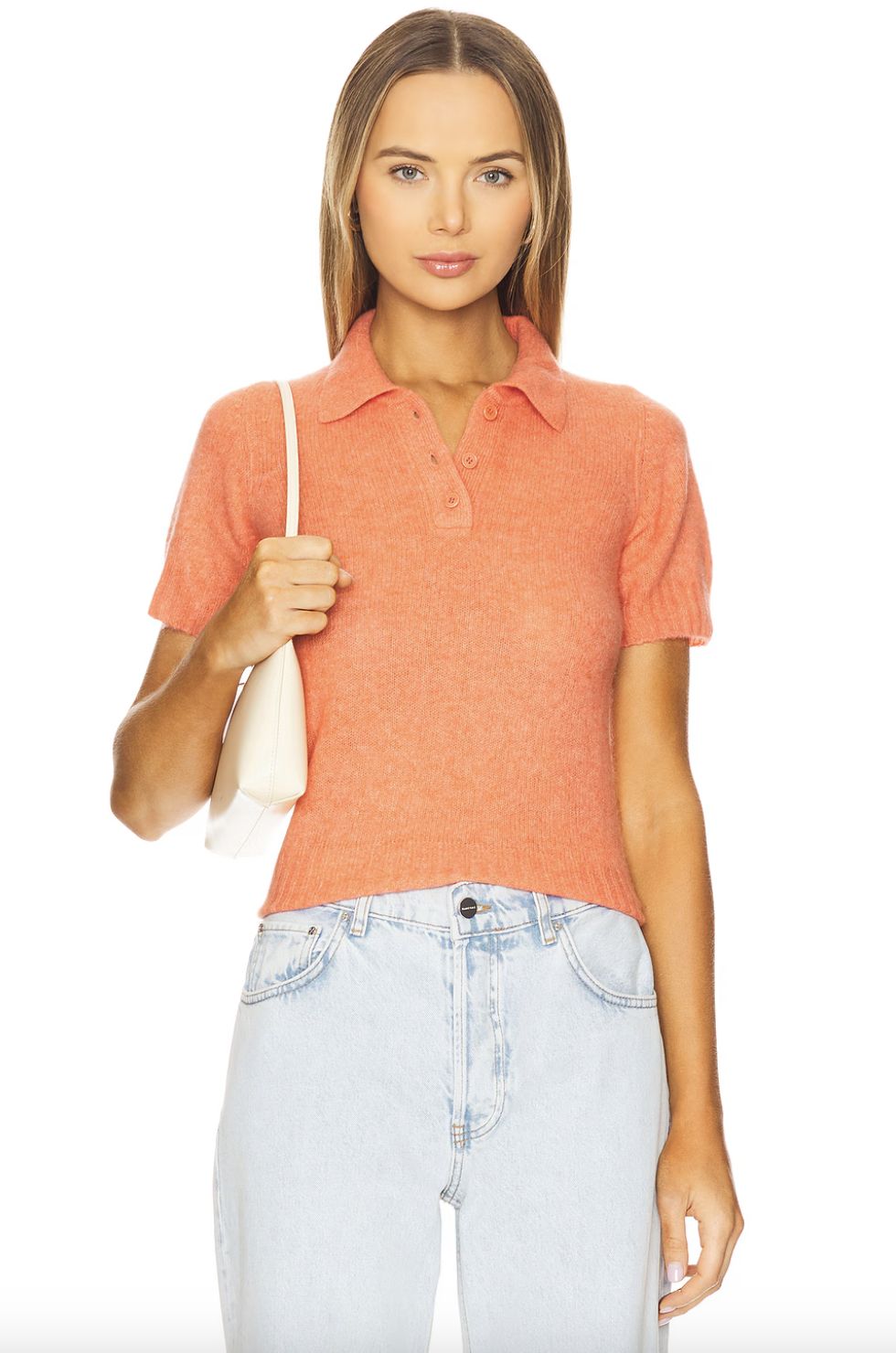 Naadam Featherweight Short Sleeve Polo in Nectar