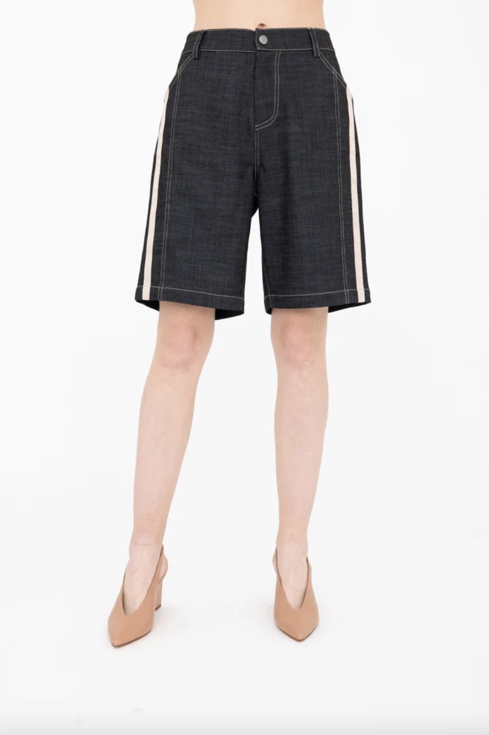 Elaine Kim Bennett Denim Bermuda Shorts
