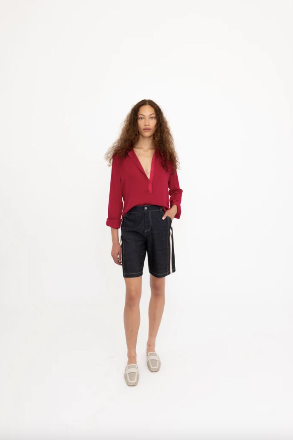 Elaine Kim Bennett Denim Bermuda Shorts