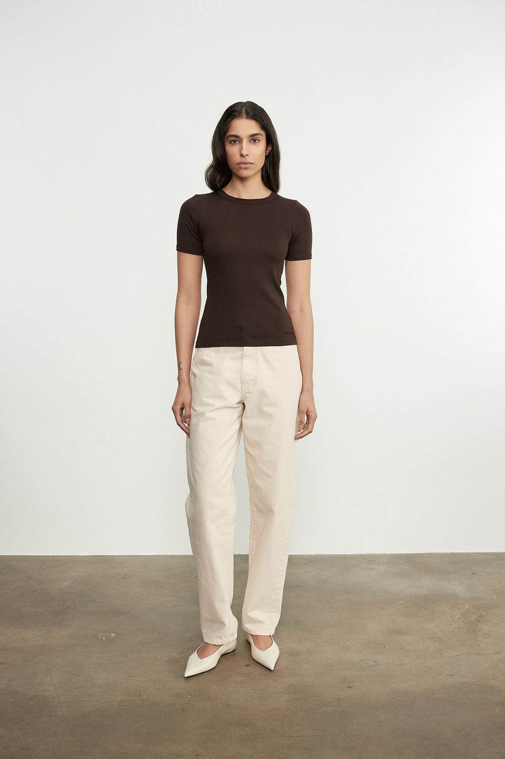 Enza Costa Supima Cotton Classic Tee in Coffee Bean