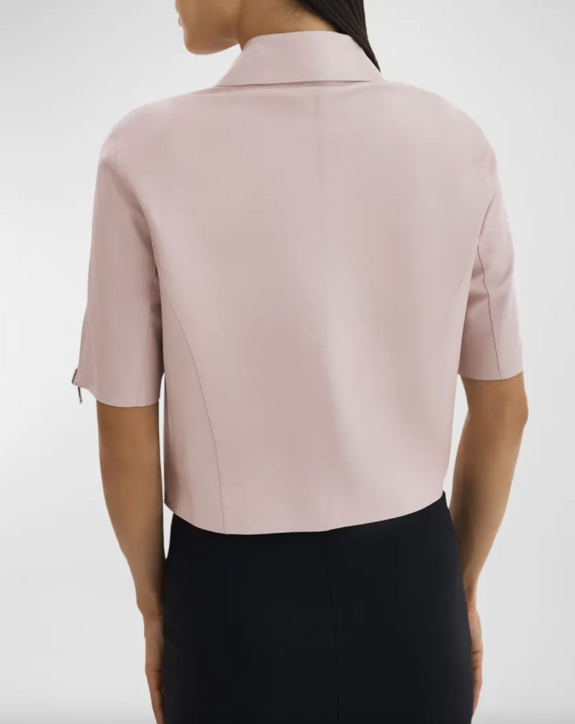 Lamarque Sevana Cropped Leather Reversible Jacket with Silver