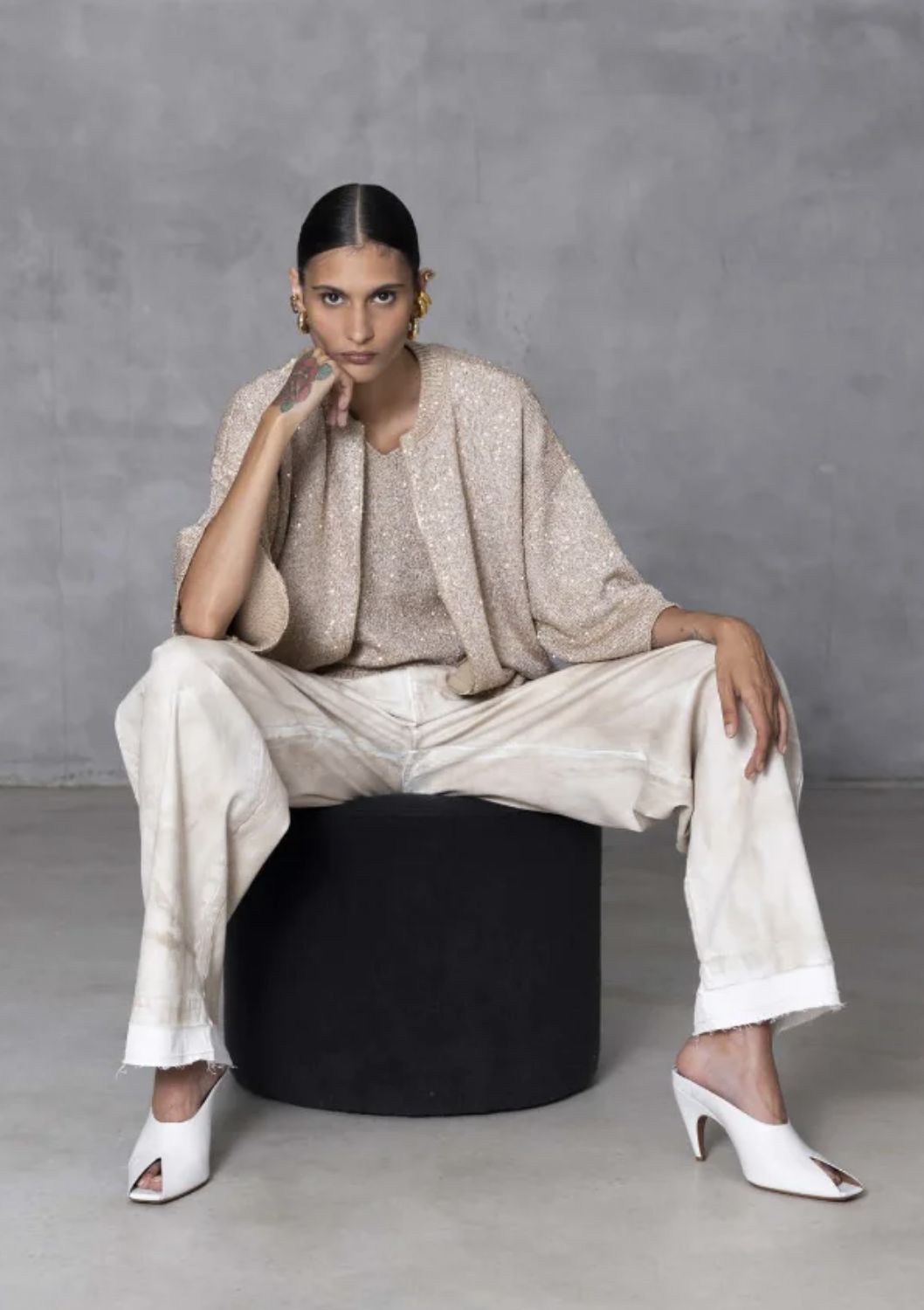 Nude Garment Dye White Jean