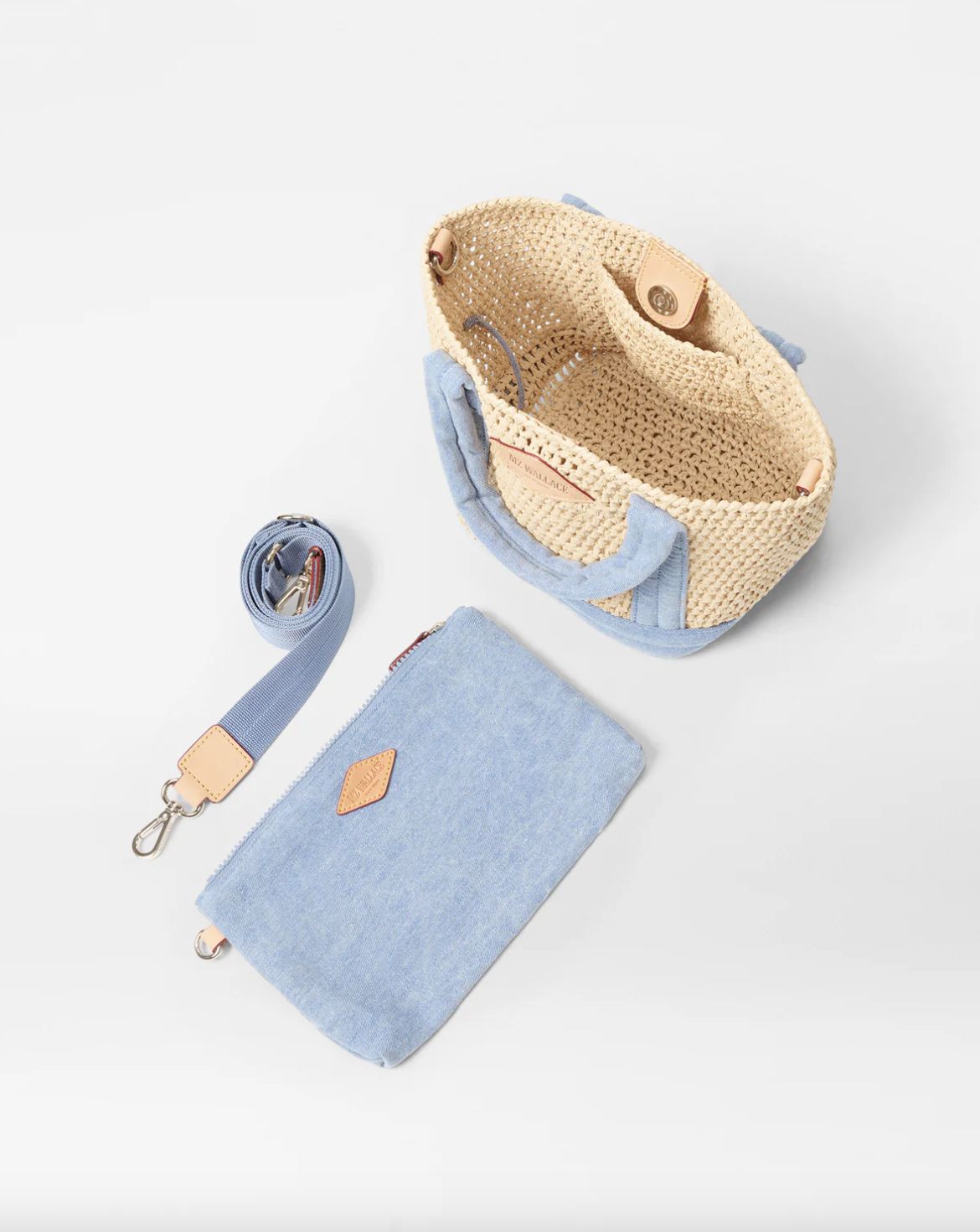 MZ Wallace Mini Crochet Tote in Light Denim