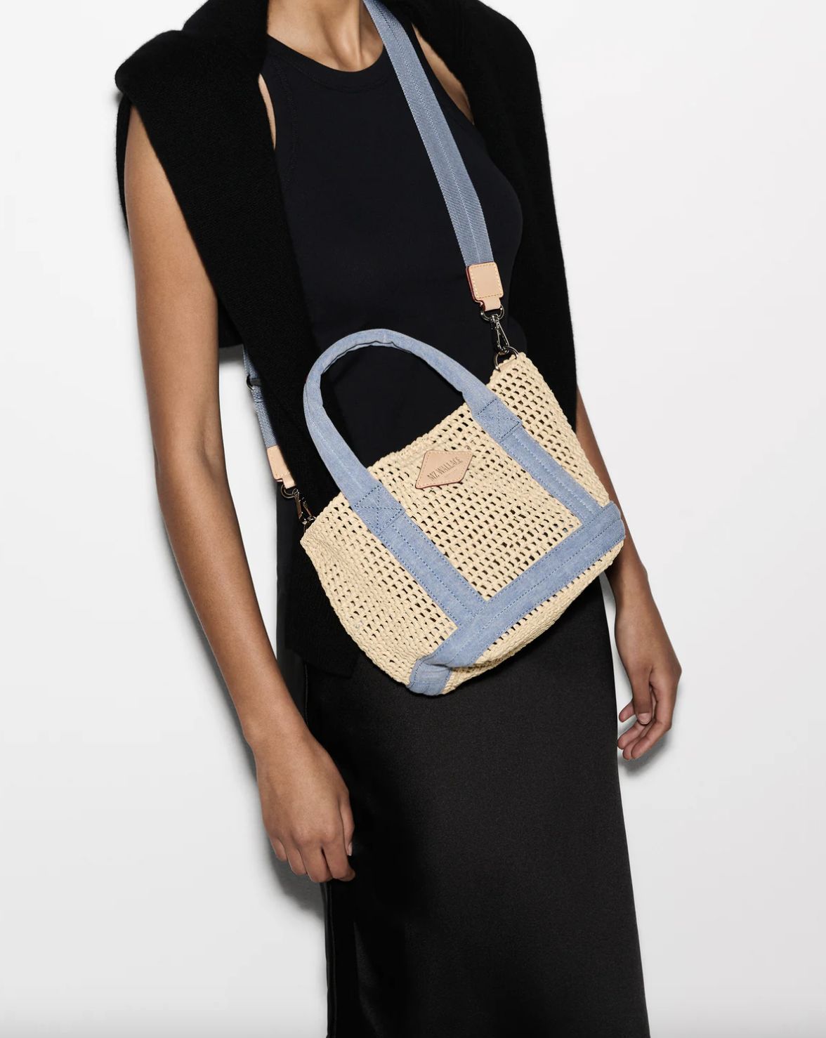 MZ Wallace Mini Crochet Tote in Light Denim