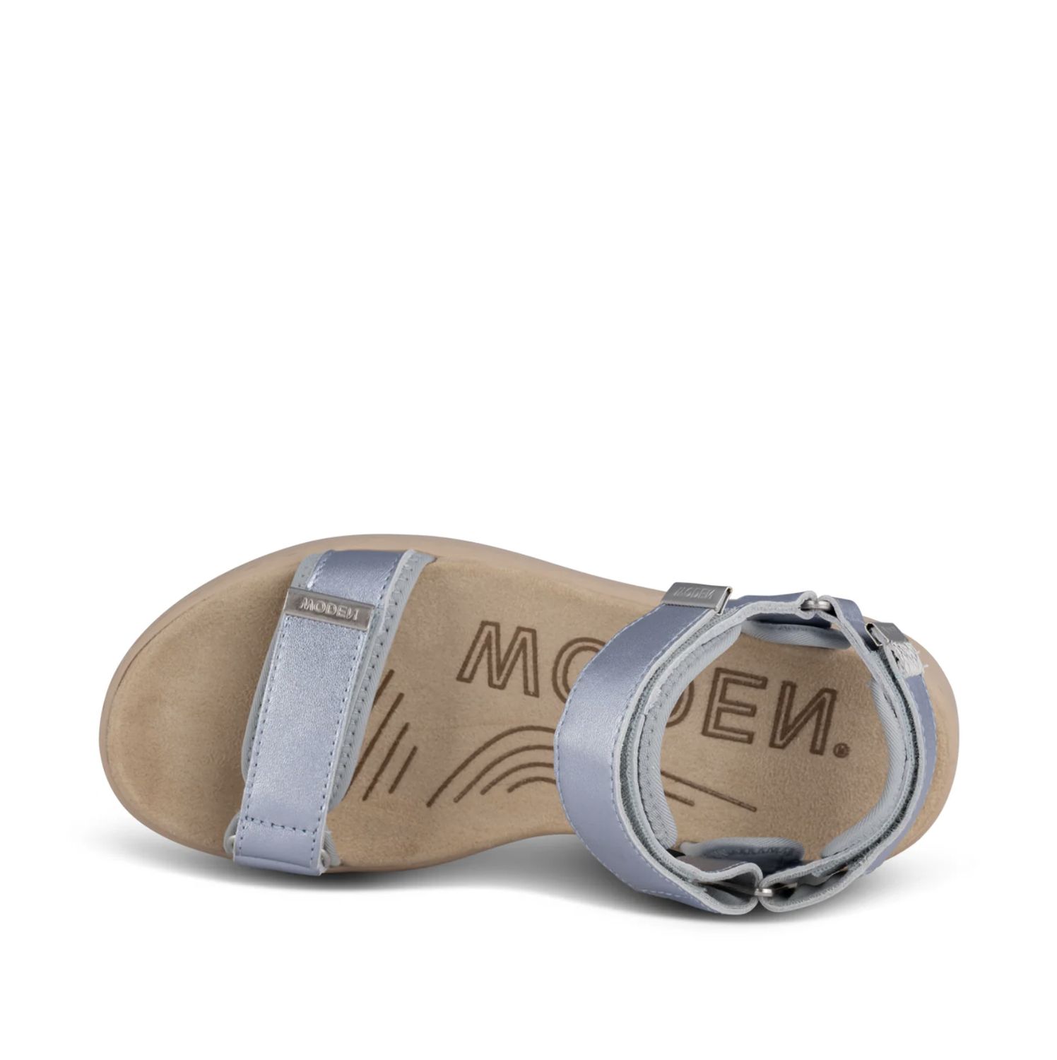 Woden Line Sandal in Metallic Light Blue