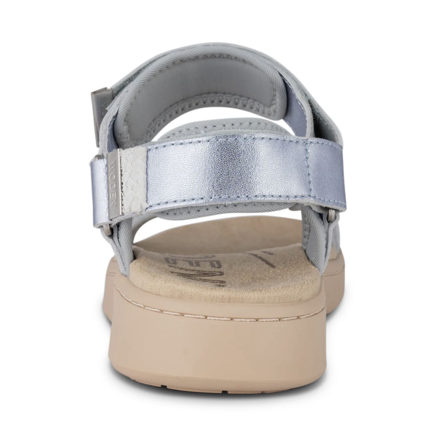 Woden Line Sandal in Metallic Light Blue