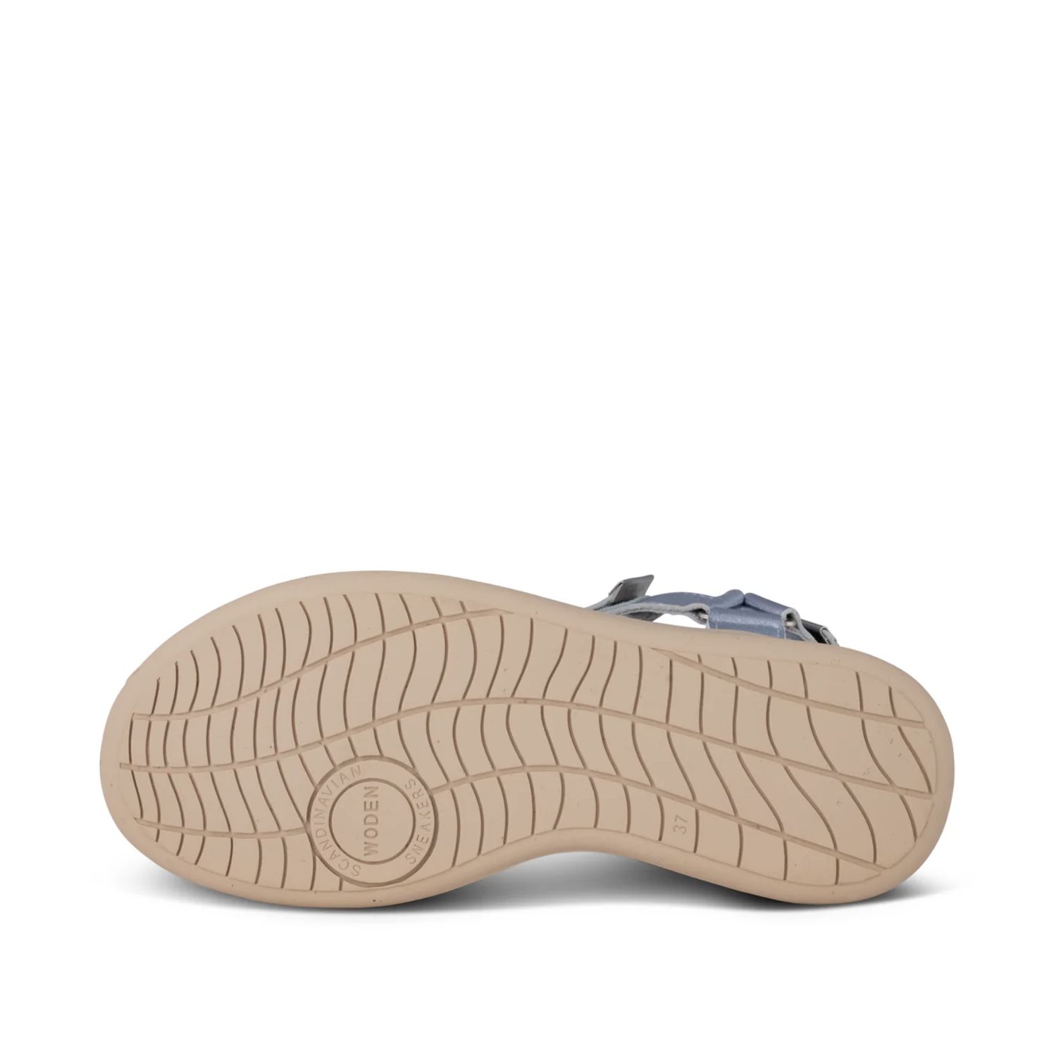 Woden Line Sandal in Metallic Light Blue