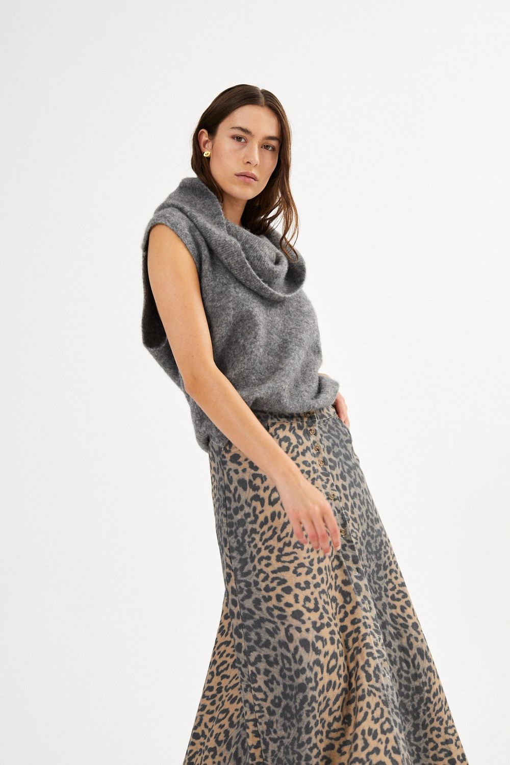 Rabens Saloner Natja Leopard Maxi Skirt