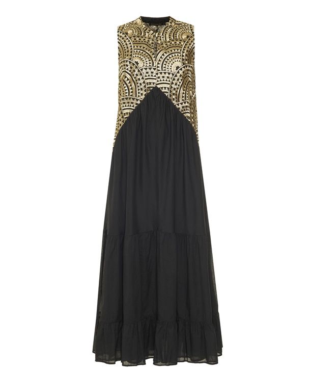 Greek Archaic Embroidered Maxi Dress