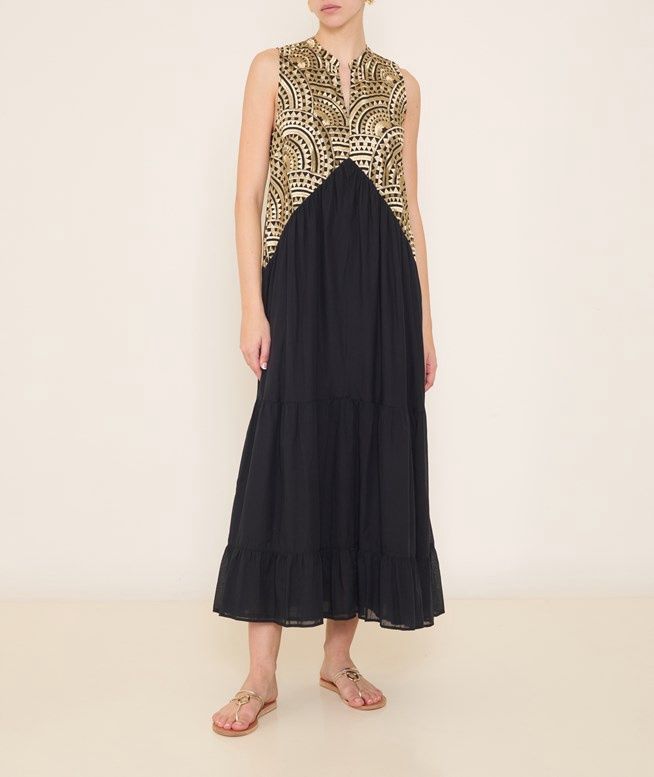 Greek Archaic Embroidered Maxi Dress