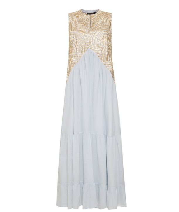 Greek Archaic Embroidered Maxi Dress