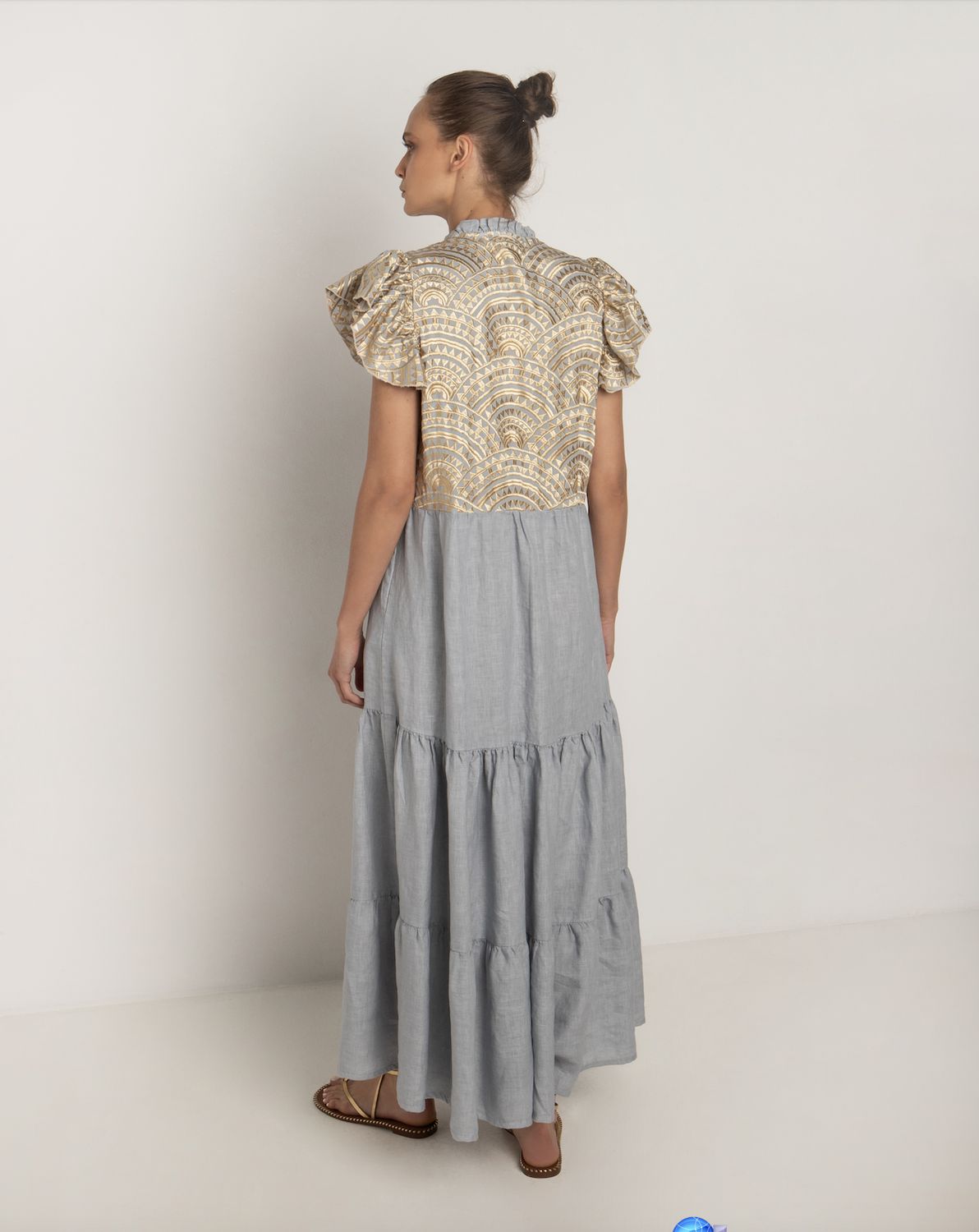 Greek Archaic Ruffle Sleeve Maxi Dress